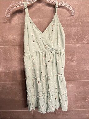 Hollister Sage Green Floral Mini Dress with Adjustable Straps